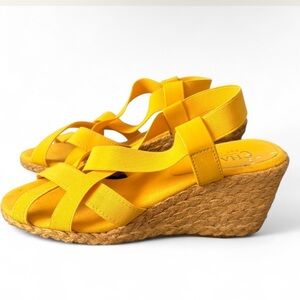 Chaps Espadrille Yellow Wedge Sandals